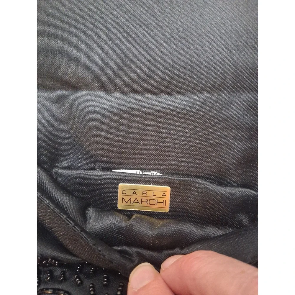 Carla Marchi Black Beaded Shoulder Evening Bag 9